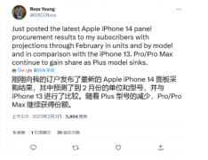 苹果大幅削减iPhone 14 Plus屏幕组