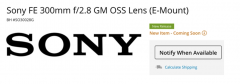 消息称索尼800mm f/5.6 GM镜头将于