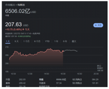 特斯拉股价大涨市值达到6506
